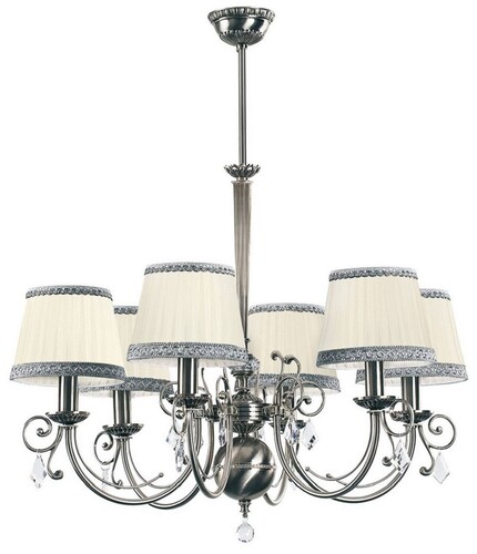 Casa Padrino Luxus Barock Kristall Kronleuchter Silber / Creme  73 cm