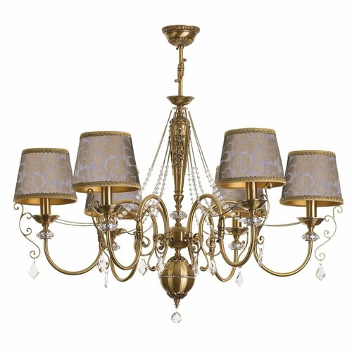 Casa Padrino Luxus Barock Kristall Kronleuchter Messing mit Patina / Silber / Beige / Gold  95 x H. 80 cm