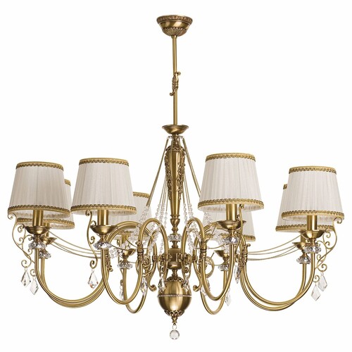 Casa Padrino Luxus Barock Kristall Kronleuchter Messing mit Patina / Creme / Gold  110 x H. 80 cm