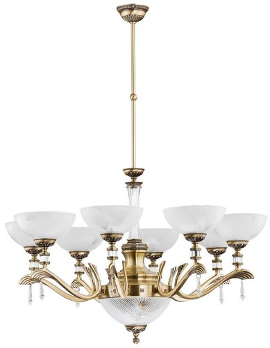 Casa Padrino Luxus Barock Kristall Kronleuchter Messing mit Patina / Wei�  88 cm