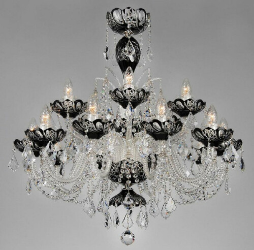 Casa Padrino Luxus Barock Kristall Kronleuchter Schwarz  82 x H. 82 cm - Hotel & Restaurant Kronleuchter - Barock Leuchten - Edel & Prunkvoll