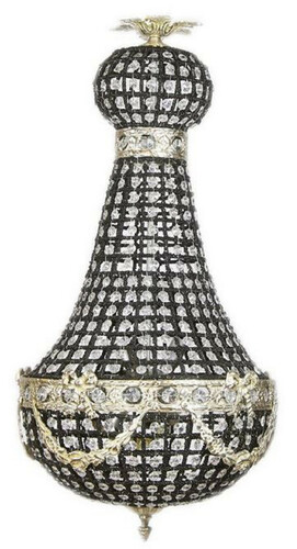 Casa Padrino Luxus Barock Kristall Kronleuchter Schwarz / Silber  35 x H. 70 cm - Prunkvoller Barockstil Kronleuchter - Barock Kristall Leuchten - Edel & Prunkvoll