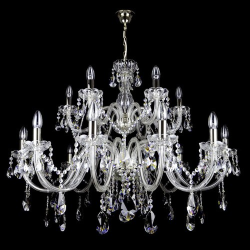 Casa Padrino Luxus Barock Kristall Kronleuchter Silber  100 x H. 85 cm - Prunkvolle Messing Kronleuchter mit b�hmischem Kristallglas - Barock M�bel - Edel & Prunkvoll