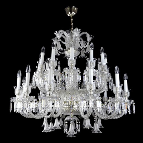 Casa Padrino Luxus Barock Kristall Kronleuchter Silber  105 x H. 98 cm - Prunkvolle Messing Kronleuchter mit b�hmischem Kristallglas - Barock M�bel - Edel & Prunkvoll