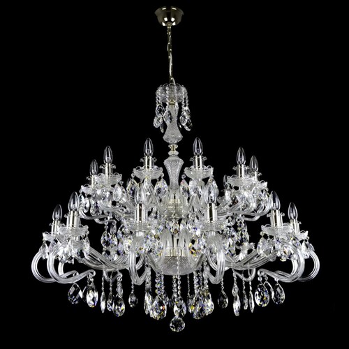 Casa Padrino Luxus Barock Kristall Kronleuchter Silber  110 x H. 100 cm - Prunkvolle Messing Kronleuchter mit b�hmischem Kristallglas - Barock M�bel - Edel & Prunkvoll