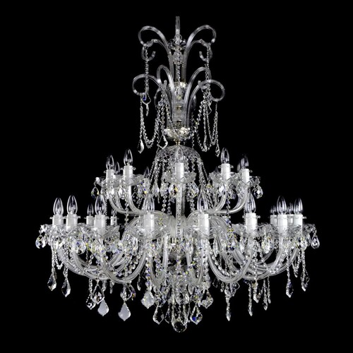 Casa Padrino Luxus Barock Kristall Kronleuchter Silber  114 x H. 170 cm - Prunkvolle Messing Kronleuchter mit b�hmischem Kristallglas - Barock M�bel - Edel & Prunkvoll