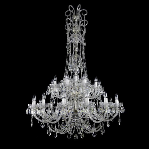 Casa Padrino Luxus Barock Kristall Kronleuchter Silber  114 x H. 170 cm - Prunkvolle Messing Kronleuchter mit b�hmischem Kristallglas - Barock M�bel - Edel & Prunkvoll