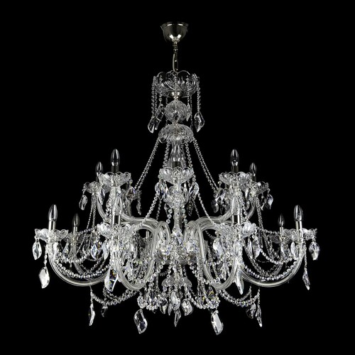 Casa Padrino Luxus Barock Kristall Kronleuchter Silber  120 x H. 105 cm - Prunkvolle Messing Kronleuchter mit b�hmischem Kristallglas - Barock M�bel - Edel & Prunkvoll