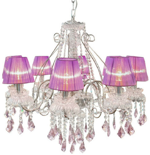 Casa Padrino Luxus Barock Kristall Kronleuchter Silber / Lila  58 cm - Prunkvoller Wohnzimmer Kronleuchter im Barockstil - Hotel Kronleuchter - Barock Kristall Leuchten - Barock Interior