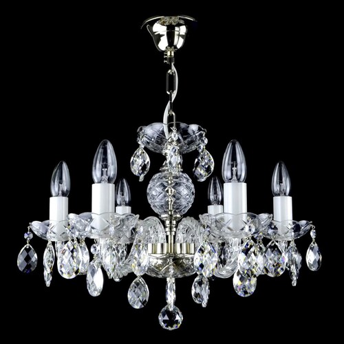 Casa Padrino Luxus Barock Kristall Kronleuchter Silber  49 x H. 35 cm - Prunkvolle Messing Kronleuchter mit b�hmischem Kristallglas - Barock M�bel - Edel & Prunkvoll