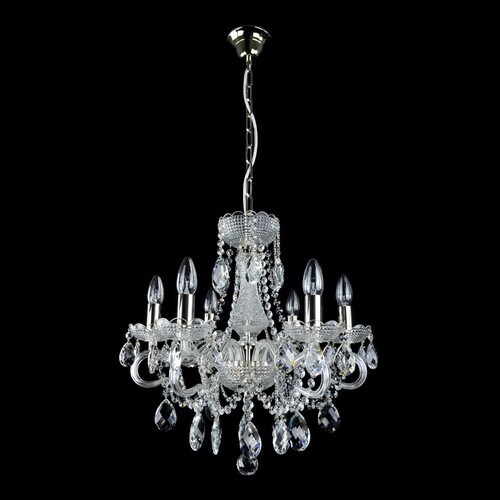 Casa Padrino Luxus Barock Kristall Kronleuchter Silber  50 x H. 54 cm - Prunkvolle Messing Kronleuchter mit b�hmischem Kristallglas - Barock M�bel - Edel & Prunkvoll