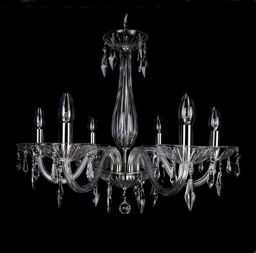 Casa Padrino Luxus Barock Kristall Kronleuchter Silber  60 x H. 47 cm - Prunkvolle Messing Kronleuchter mit b�hmischem Kristallglas - Barock M�bel - Edel & Prunkvoll
