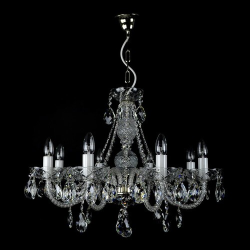 Casa Padrino Luxus Barock Kristall Kronleuchter Silber  65 x H. 50 cm - Prunkvolle Messing Kronleuchter mit b�hmischem Kristallglas - Barock M�bel - Edel & Prunkvoll