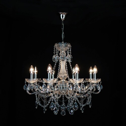 Casa Padrino Luxus Barock Kristall Kronleuchter Silber  65 x H. 62 cm - Prunkvolle Messing Kronleuchter mit b�hmischem Kristallglas - Barock M�bel - Edel & Prunkvoll