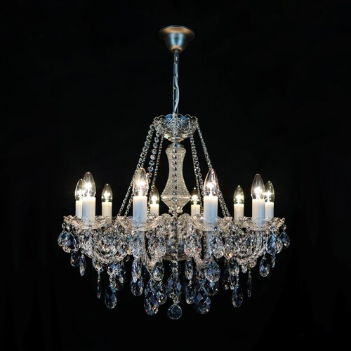Casa Padrino Luxus Barock Kristall Kronleuchter Silber  66 x H. 68 cm - Prunkvolle Messing Kronleuchter mit b�hmischem Kristallglas - Barock M�bel - Edel & Prunkvoll
