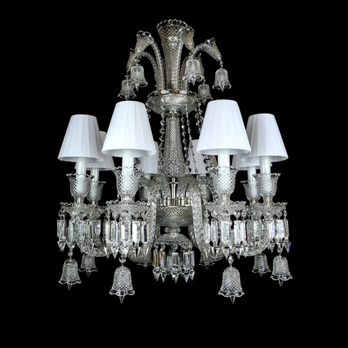 Casa Padrino Luxus Barock Kristall Kronleuchter Silber  67 x H. 74 cm - Prunkvolle Messing Kronleuchter mit b�hmischem Kristallglas - Barock M�bel - Edel & Prunkvoll