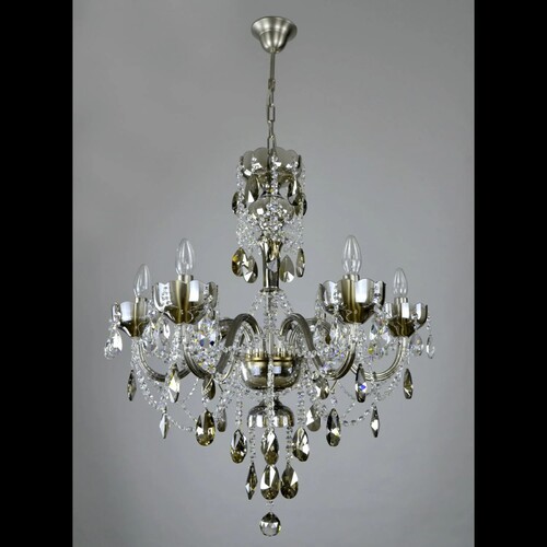 Casa Padrino Luxus Barock Kristall Kronleuchter Silber  68 x H. 70 cm - Prunkvolle Messing Kronleuchter mit b�hmischem Kristallglas - Barock M�bel - Edel & Prunkvoll