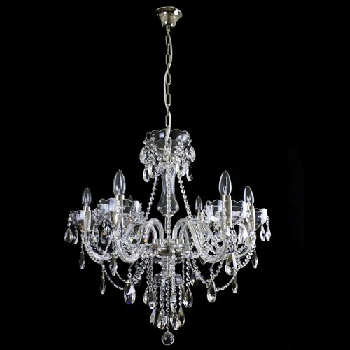 Casa Padrino Luxus Barock Kristall Kronleuchter Silber  68 x H. 70 cm - Prunkvolle Messing Kronleuchter mit b�hmischem Kristallglas - Barock M�bel - Edel & Prunkvoll