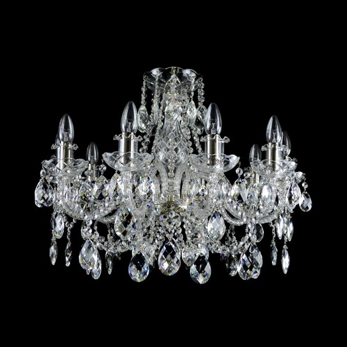 Casa Padrino Luxus Barock Kristall Kronleuchter Silber  70 x H. 56 cm - Prunkvolle Messing Kronleuchter mit b�hmischem Kristallglas - Barock M�bel - Edel & Prunkvoll