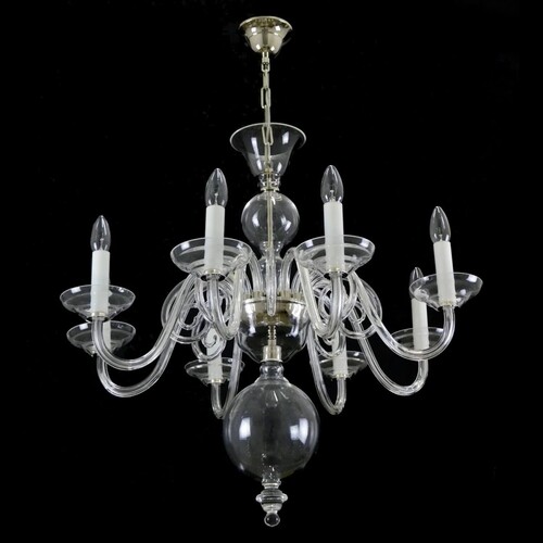 Casa Padrino Luxus Barock Kristall Kronleuchter Silber  70 x H. 70 cm - Prunkvolle Messing Kronleuchter mit b�hmischem Kristallglas - Barock M�bel - Edel & Prunkvoll