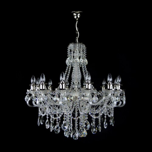 Casa Padrino Luxus Barock Kristall Kronleuchter Silber  74 x H. 65 cm - Prunkvolle Messing Kronleuchter mit b�hmischem Kristallglas - Barock M�bel - Edel & Prunkvoll