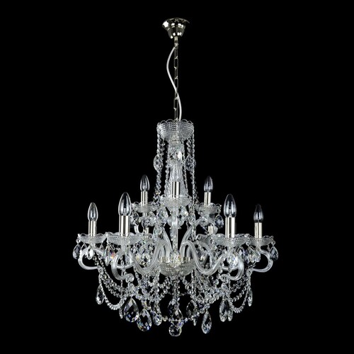 Casa Padrino Luxus Barock Kristall Kronleuchter Silber  74 x H. 65 cm - Prunkvolle Messing Kronleuchter mit b�hmischem Kristallglas - Barock M�bel - Edel & Prunkvoll