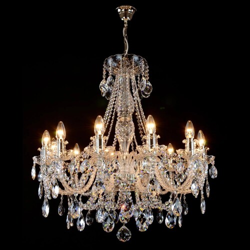 Casa Padrino Luxus Barock Kristall Kronleuchter Silber  76 x H. 78 cm - Prunkvolle Messing Kronleuchter mit b�hmischem Kristallglas - Barock M�bel - Edel & Prunkvoll