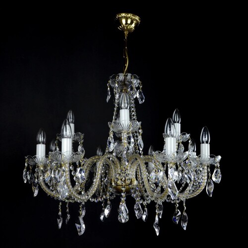 Casa Padrino Luxus Barock Kristall Kronleuchter Silber  78 x H. 60 cm - Prunkvolle Messing Kronleuchter mit b�hmischem Kristallglas - Barock M�bel - Edel & Prunkvoll