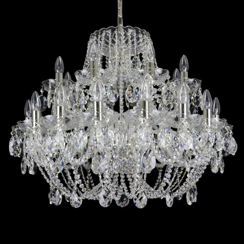 Casa Padrino Luxus Barock Kristall Kronleuchter Silber  80 x H. 66 cm - Prunkvolle Messing Kronleuchter mit b�hmischem Kristallglas - Barock M�bel - Edel & Prunkvoll