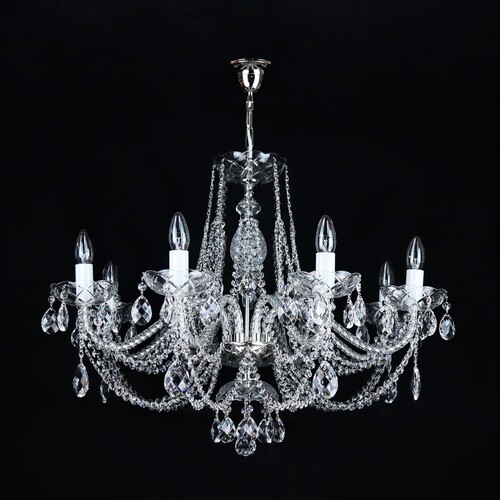 Casa Padrino Luxus Barock Kristall Kronleuchter Silber  82 x H. 56 cm - Prunkvolle Messing Kronleuchter mit b�hmischem Kristallglas - Barock M�bel - Edel & Prunkvoll