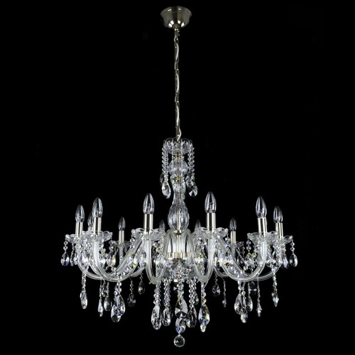 Casa Padrino Luxus Barock Kristall Kronleuchter Silber  83 x H. 77 cm - Prunkvolle Messing Kronleuchter mit b�hmischem Kristallglas - Barock M�bel - Edel & Prunkvoll