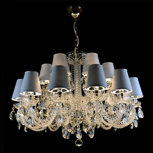 Casa Padrino Luxus Barock Kristall Kronleuchter Silber  88 x H. 65 cm - Prunkvolle Messing Kronleuchter mit b�hmischem Kristallglas - Barock M�bel - Edel & Prunkvoll
