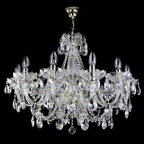 Casa Padrino Luxus Barock Kristall Kronleuchter Silber  90 x H. 105 cm - Prunkvolle Messing Kronleuchter mit b�hmischem Kristallglas - Barock M�bel - Edel & Prunkvoll