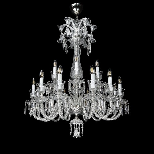 Casa Padrino Luxus Barock Kristall Kronleuchter Silber  90 x H. 110 cm - Prunkvolle Messing Kronleuchter mit b�hmischem Kristallglas - Barock M�bel - Edel & Prunkvoll