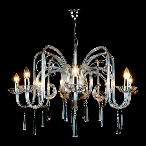 Casa Padrino Luxus Barock Kristall Kronleuchter Silber  90 x H. 58 cm - Prunkvolle Messing Kronleuchter mit b�hmischem Kristallglas - Barock M�bel - Edel & Prunkvoll
