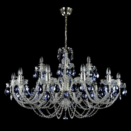 Casa Padrino Luxus Barock Kristall Kronleuchter Silber  90 x H. 63 cm - Prunkvolle Messing Kronleuchter mit b�hmischem Kristallglas - Barock M�bel - Edel & Prunkvoll