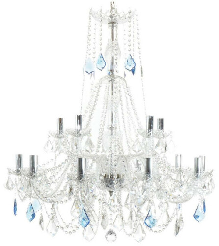 Casa Padrino Luxus Barock Kristall Kronleuchter Silber / Blau  85 x H. 90 cm - Prunkvoller Kronleuchter mit edlem Kristallglas - Edel & Prunkvoll