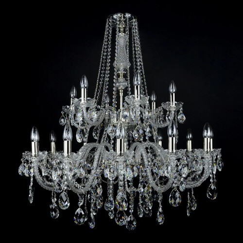 Casa Padrino Luxus Barock Kristall Kronleuchter Silber  92 x H. 95 cm - Prunkvolle Messing Kronleuchter mit b�hmischem Kristallglas - Barock M�bel - Edel & Prunkvoll