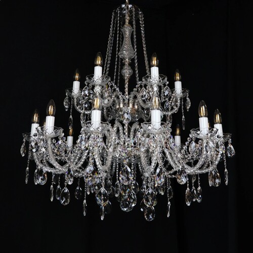 Casa Padrino Luxus Barock Kristall Kronleuchter Silber  92 x H. 95 cm - Prunkvolle Messing Kronleuchter mit b�hmischem Kristallglas - Barock M�bel - Edel & Prunkvoll