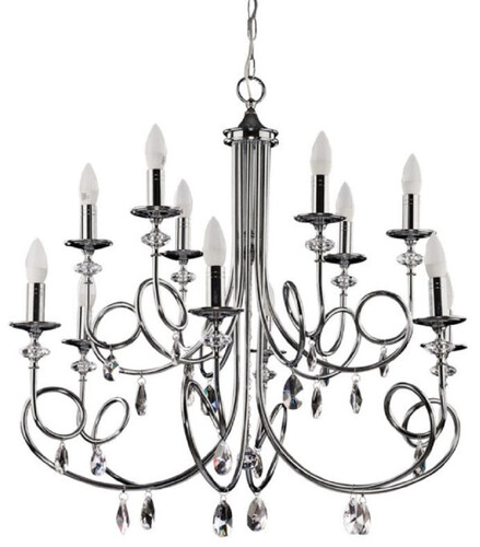 Casa Padrino Luxus Barock Kristall Kronleuchter Silber  90 x H. 75 cm - Prunkvoller Wohnzimmer Kronleuchter im Barockstil - Edel & Prunkvoll