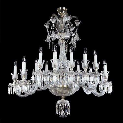 Casa Padrino Luxus Barock Kristall Kronleuchter Silber  99 x H. 90 cm - Prunkvolle Messing Kronleuchter mit b�hmischem Kristallglas - Barock M�bel - Edel & Prunkvoll