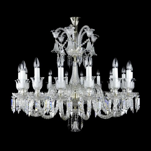 Casa Padrino Luxus Barock Kristall Kronleuchter Silber  99 x H. 90 cm - Prunkvolle Messing Kronleuchter mit b�hmischem Kristallglas - Barock M�bel - Edel & Prunkvoll