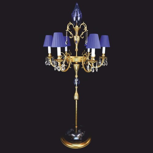 Casa Padrino Luxus Barock Kristall Stehleuchte Gold / Blau  72 x H. 177 cm