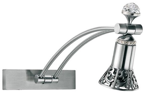 Casa Padrino Luxus Barock Kristall LED Wandleuchte / Leseleuchte Silber H. 35 cm