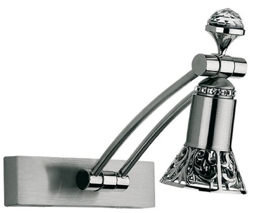 Casa Padrino Luxus Barock Kristall LED Wandleuchte / Leseleuchte Silber H. 20 cm