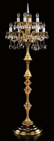 Casa Padrino Luxus Barock Kristall Stehleuchte Gold  56 x H. 152 cm - Prunkvolle Messing Stehlampe mit B�hmischem Kristallglas - Barock Kristall Leuchten - Luxus Qualit�t