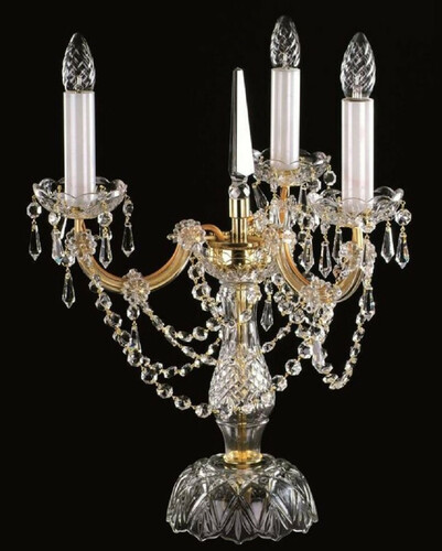 Casa Padrino Luxus Barock Kristall Tischleuchte Gold  38 x H. 48 cm - Prunkvolle Schreibtischleuchte mit B�hmischem Kristallglas - Barock Kristall Leuchten