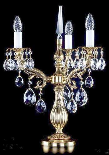 Casa Padrino Luxus Barock Kristall Tischleuchte Gold  43 x H. 60 cm - Prunkvolle Messing Schreibtischleuchte mit B�hmischem Kristallglas - Barock Kristall Leuchten