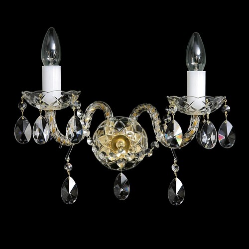 Casa Padrino Luxus Barock Kristall Tischleuchte Gold 40 x 20 x H. 25 cm - Prunkvolle Messing Tischleuchte mit b�hmischem Kristallglas - Barock M�bel - Edel & Prunkvoll