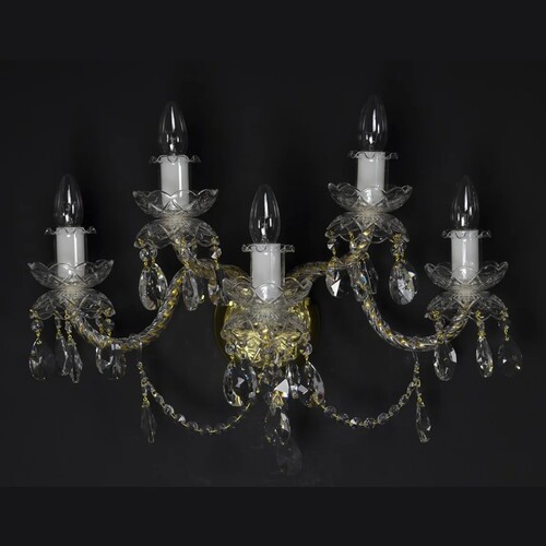 Casa Padrino Luxus Barock Kristall Tischleuchte Gold 56 x 23 x H. 38 cm - Prunkvolle Messing Tischleuchte mit b�hmischem Kristallglas - Barock M�bel - Edel & Prunkvoll
